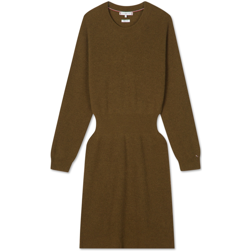 (Women) Tommy Hilfiger  Solid Color Slim Fit Knitted Long Sleeve Dress WW0WW40263