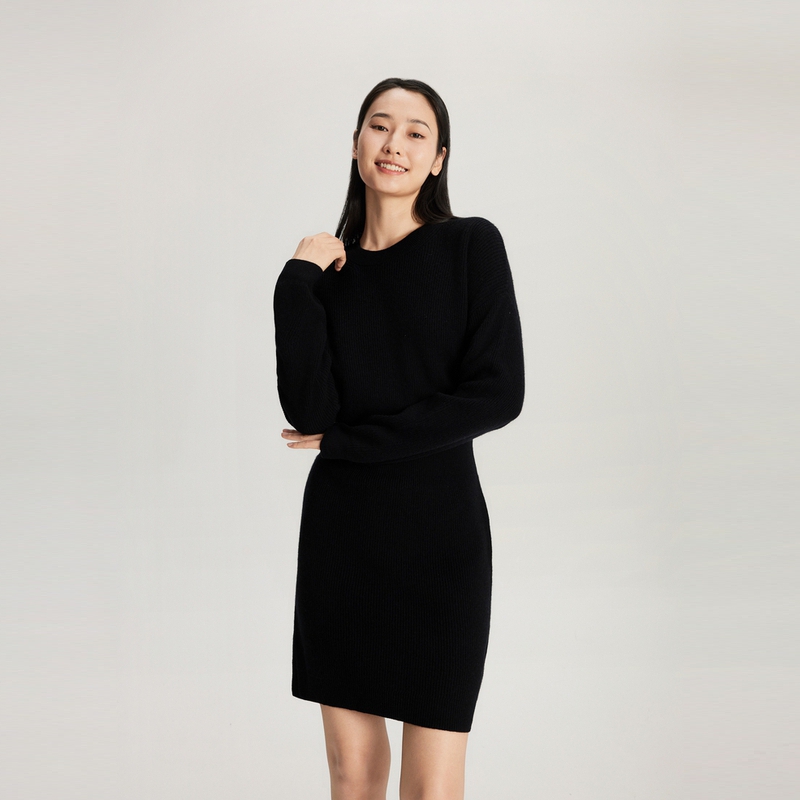 Shop (W) 汤米·希尔费格尔纯色修身针织长袖连衣裙 WW0WW40263