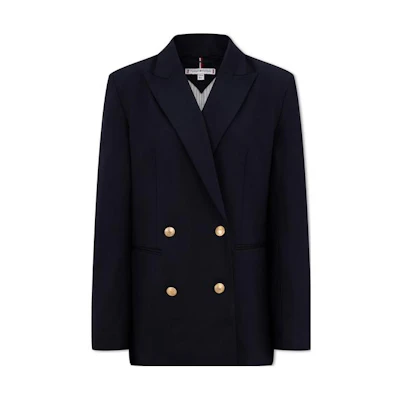 (Women) Tommy Hilfiger Solid Double-Breasted Loose Blazer Navy Blue. WW0WW40856-DW5