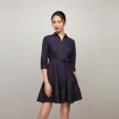 (W) 汤米希尔费格条纹长袖棉质衬衫连衣裙 WW0WW42729 Shop (W) 汤米希尔费格条纹长袖棉质衬衫连衣裙 WW0WW42729