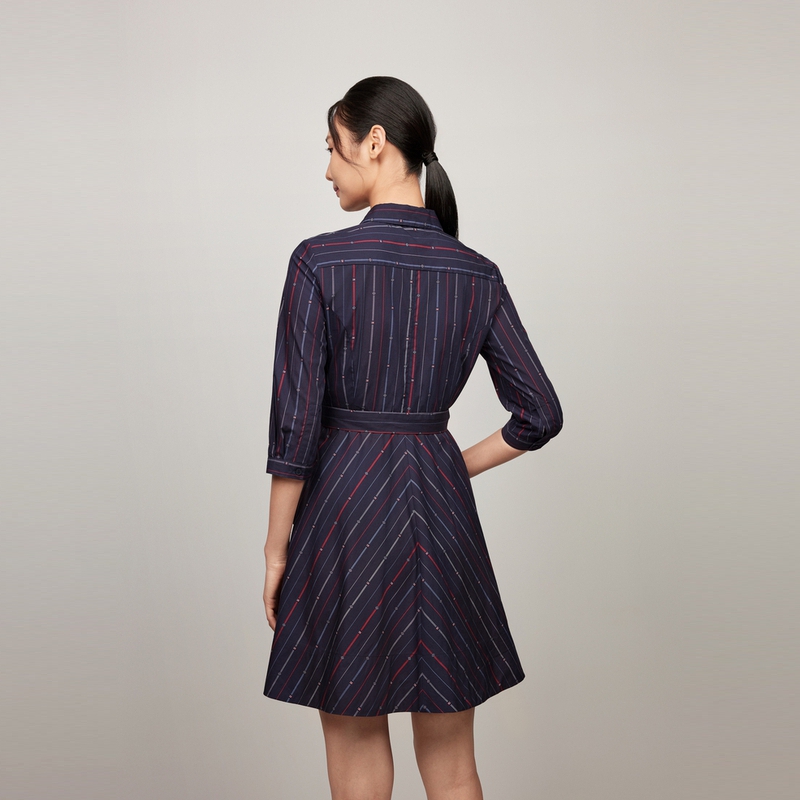 Purchase (W) 汤米希尔费格条纹长袖棉质衬衫连衣裙 WW0WW42729