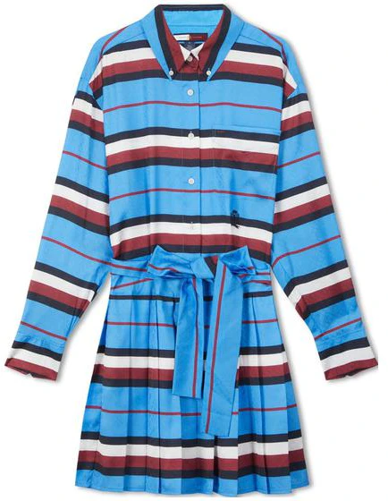 women-tommy-hilfiger-striped-pleated-jacquard-long-sleeve-dress-red-white-blue-ww-0-ww-38662-c4-g