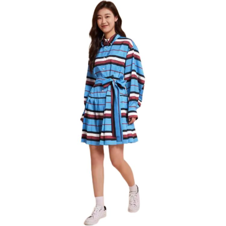 Purchase (W) 汤米·希尔费格 条纹褶皱提花长袖连衣裙 红/白/蓝 WW0WW38662-C4G