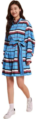 (W) 汤米·希尔费格 条纹褶皱提花长袖连衣裙 红/白/蓝 WW0WW38662-C4G Purchase (W) 汤米·希尔费格 条纹褶皱提花长袖连衣裙 红/白/蓝 WW0WW38662-C4G