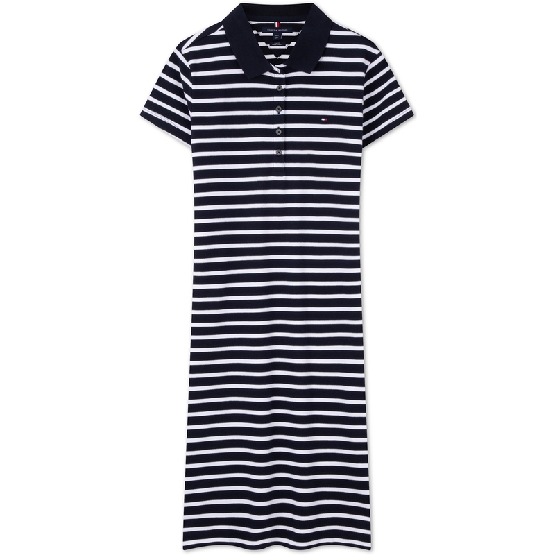 (Women) Tommy Hilfiger  Striped Slim Fit Polo Dress Casual Short Sleeve. 76J4862