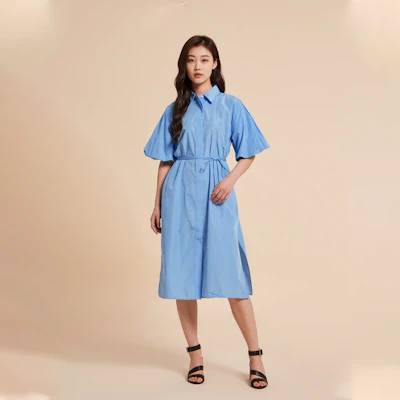 (W) 汤米·希尔费格 泡泡袖绑带修身短袖礼服裙 WW0WW38291 Shop (W) 汤米·希尔费格 泡泡袖绑带修身短袖礼服裙 WW0WW38291