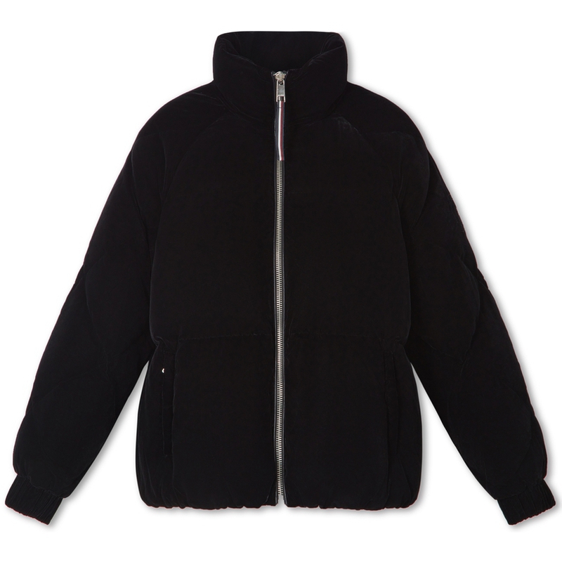 Order (W) 汤米希尔费格黑色天鹅绒刺绣宽松版羽绒夹克 WW0WW40242