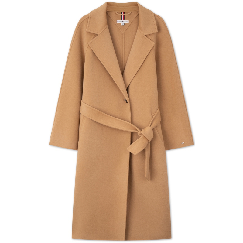 (Women) Tommy Hilfiger  Wool-Cashmere Mid-Length Coat Khaki WW0WW43526