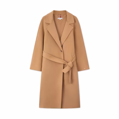 (Women) Tommy Hilfiger Wool-Cashmere Mid-Length Coat Khaki WW0WW43526