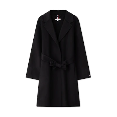 (Women) Tommy Hilfiger Wool Blend Mid-Length Belted Casual Coat. WW0WW43603