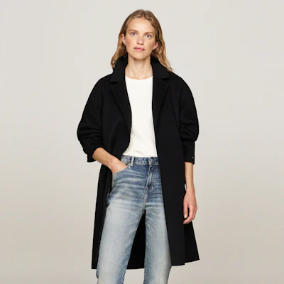 (W) Tommy Hilfiger 羊毛混紡中長款腰帶休閒外套 WW0WW43603 Shop (W) Tommy Hilfiger 羊毛混紡中長款腰帶休閒外套 WW0WW43603