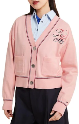 (W) Tommy Hilfiger Baju Sejuk Butang Leher V Wanita Pink WW0WW38503-TMJ Details for (W) Tommy Hilfiger Baju Sejuk Butang Leher V Wanita Pink WW0WW38503-TMJ