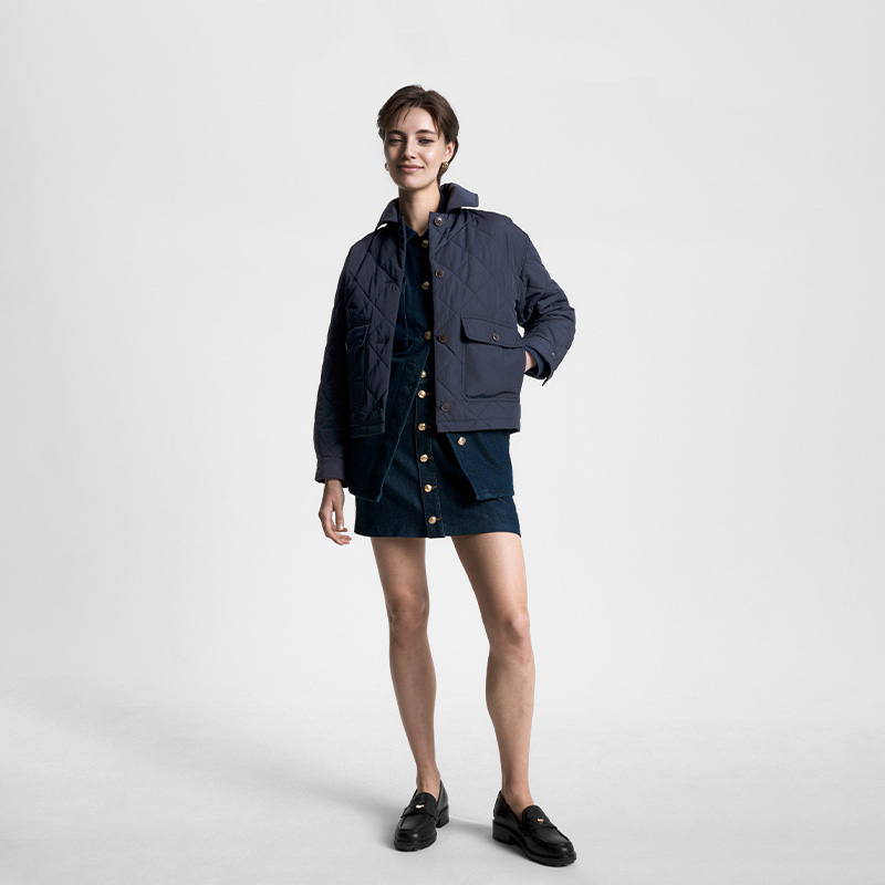 Details for (Women) Tommy Hilfiger Casual Diamond Quilted Button-Up Short Warm Jacket WW0WW39252