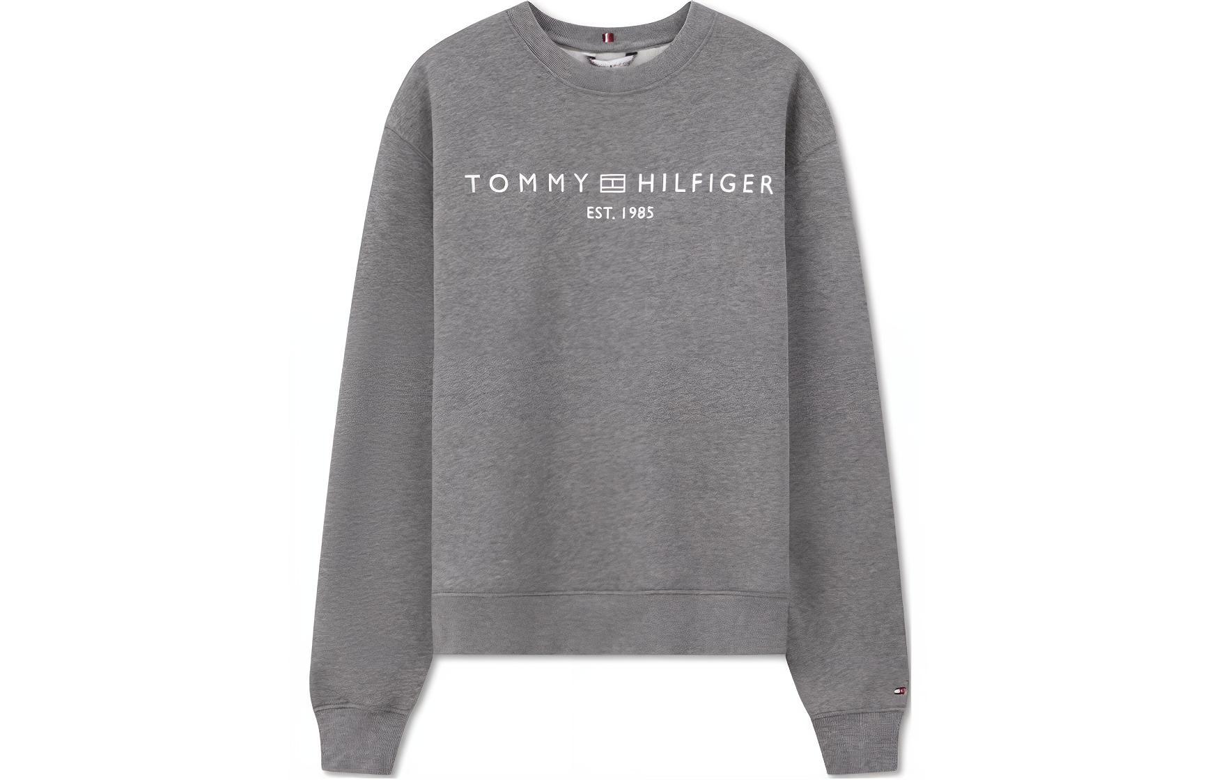 (Women) Tommy Hilfiger Casual Letter Print Crewneck Sweatshirt Dark Grey Fitted WW0WW39791