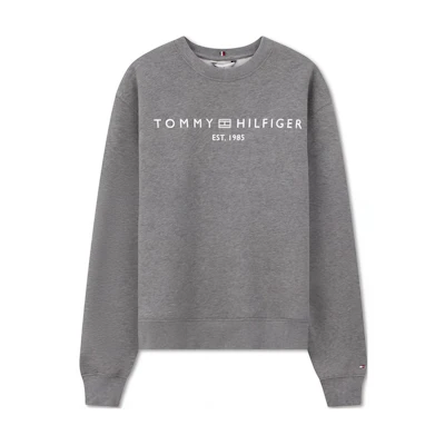 (Women) Tommy Hilfiger Casual Letter Print Crewneck Sweatshirt Dark Grey Fitted WW0WW39791