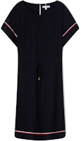(Women) Tommy Hilfiger Classic Trim Tie-Waist Short-Sleeve Dress Navy Blue Women WW0WW37966DW5 (Women) Tommy Hilfiger Classic Trim Tie-Waist Short-Sleeve Dress Navy Blue Women WW0WW37966DW5