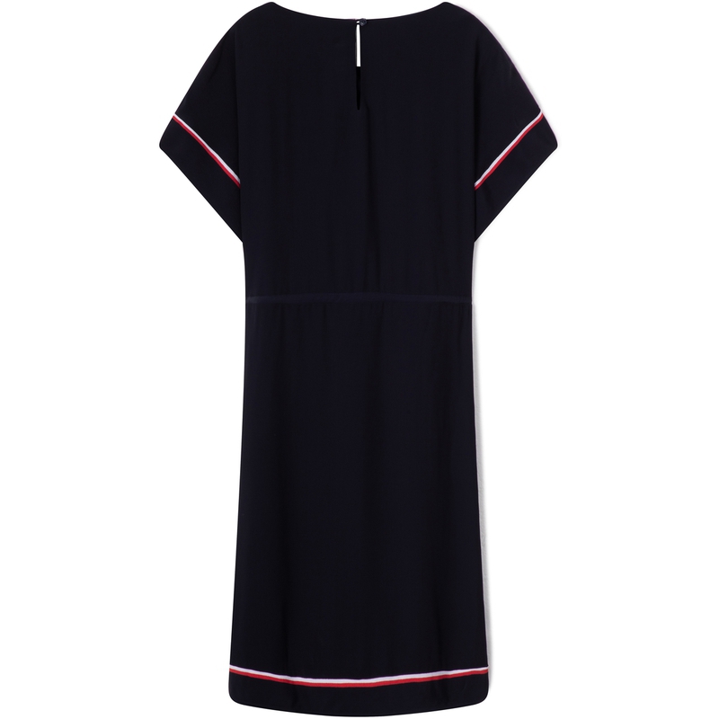 Lookbook (W) 汤米·希尔费格经典修身腰带短袖连衣裙深蓝色女款 WW0WW37966DW5