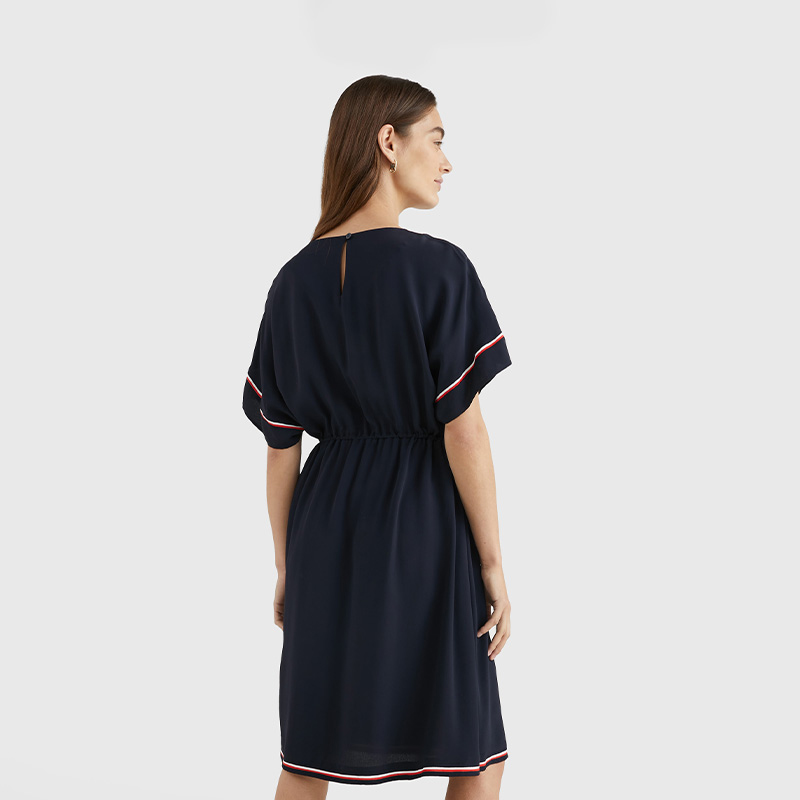 Purchase (W) 汤米·希尔费格经典修身腰带短袖连衣裙深蓝色女款 WW0WW37966DW5