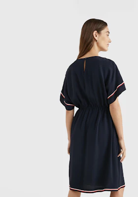 (W) 汤米·希尔费格经典修身腰带短袖连衣裙深蓝色女款 WW0WW37966DW5 Purchase (W) 汤米·希尔费格经典修身腰带短袖连衣裙深蓝色女款 WW0WW37966DW5