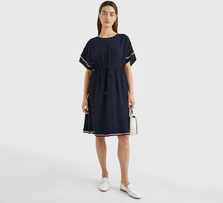 (W) 汤米·希尔费格经典修身腰带短袖连衣裙深蓝色女款 WW0WW37966DW5 Details for (W) 汤米·希尔费格经典修身腰带短袖连衣裙深蓝色女款 WW0WW37966DW5