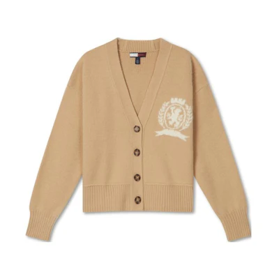 (Women) Tommy Hilfiger Jacquard V-Neck Loose Knit Sweater Women’s Brown. WW0WW39522-ACA