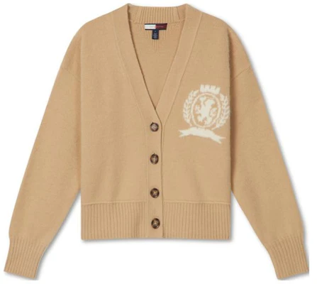 (W) Tommy Hilfiger Jacquard V-Neck Loose Knit Sweater Wanita Coklat. WW0WW39522-ACA Order (W) Tommy Hilfiger Jacquard V-Neck Loose Knit Sweater Wanita Coklat. WW0WW39522-ACA