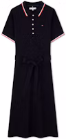 (Women) Tommy Hilfiger Navy Fitted Polo Short Sleeve Dress with Button Details WW0WW41777 (Women) Tommy Hilfiger Navy Fitted Polo Short Sleeve Dress with Button Details WW0WW41777