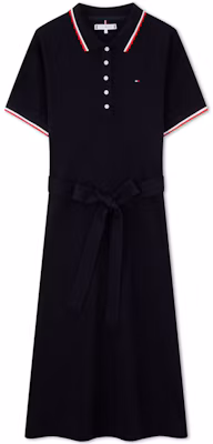 (W) 湯米·希爾費格 海軍藍修身短袖鈕扣細節POLO洋裝 WW0WW41777 Buy (W) 湯米·希爾費格 海軍藍修身短袖鈕扣細節POLO洋裝 WW0WW41777
