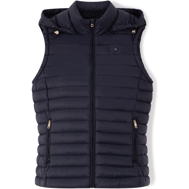(Women) Tommy Hilfiger Navy Quilted Down Vest Jacket with Minimal Embroidery XW0XW02726
