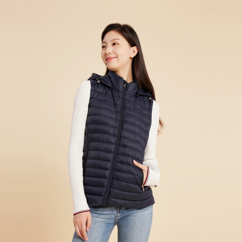 (Women) Tommy Hilfiger Navy Quilted Down Vest Jacket with Minimal Embroidery XW0XW02726 圖 4
