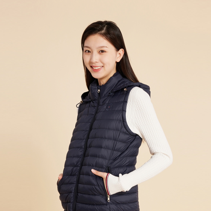(Women) Tommy Hilfiger Navy Quilted Down Vest Jacket with Minimal Embroidery XW0XW02726 圖 7