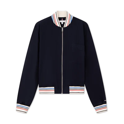 (Women) Tommy Hilfiger Neon Track Print Colorblock Loose Jacket Navy WW0WW41393
