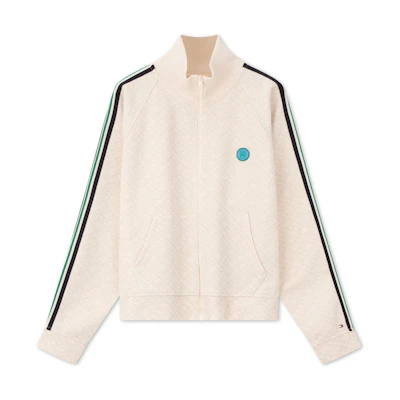 (Women) Tommy Hilfiger Off-White Jacquard Terry Zip-Up Casual Sweater Jacket WW0WW41500