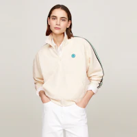 Shop (Women) Tommy Hilfiger Off-White Jacquard Terry Zip-Up Casual Sweater Jacket WW0WW41500