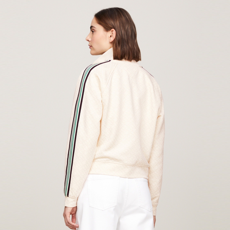 Purchase (W) 汤米·希尔费格 米白色提花毛巾布拉链休闲毛衣夹克 WW0WW41500