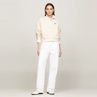 Details for (Women) Tommy Hilfiger Off-White Jacquard Terry Zip-Up Casual Sweater Jacket WW0WW41500