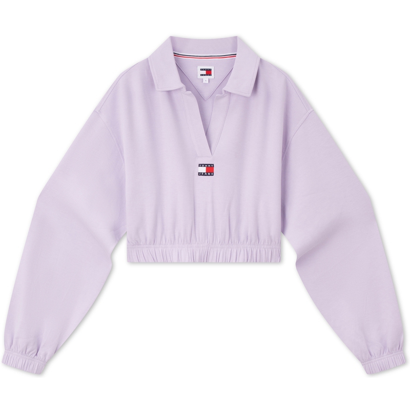 (Women) Tommy Hilfiger Retro American Street Style V-Polo Crop Sweatshirt Purple Women DW0DW17785