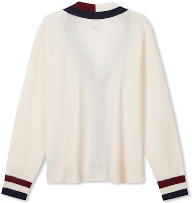 (W) Tommy Hilfiger Retro College Cardigan Wanita Colorblock Krim Putih. WW0WW39535 Lookbook (W) Tommy Hilfiger Retro College Cardigan Wanita Colorblock Krim Putih. WW0WW39535
