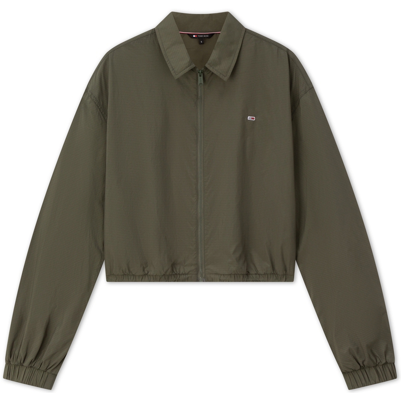 (Women) Tommy Hilfiger Retro Olive Green Zip-Up Jacket with Logo Embroidery DW0DW18452