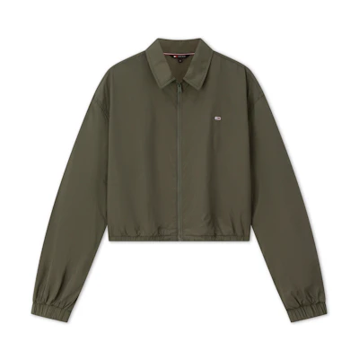 (Women) Tommy Hilfiger Retro Olive Green Zip-Up Jacket with Logo Embroidery DW0DW18452