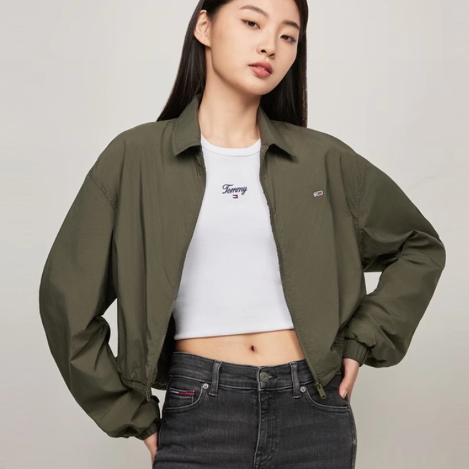 (Women) Tommy Hilfiger Retro Olive Green Zip-Up Jacket with Logo Embroidery DW0DW18452 圖 4
