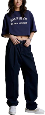 (W) 汤米希尔费格高腰直筒休闲长裤深蓝色 WW0WW38979DCC Shop (W) 汤米希尔费格高腰直筒休闲长裤深蓝色 WW0WW38979DCC