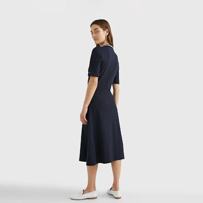 (W) 汤米希尔费格2023春夏拉链短袖纯色连衣裙 WW0WW37841 2