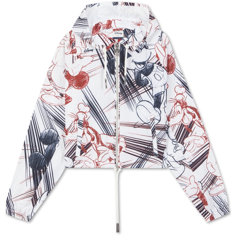 (Women) Tommy Hilfiger x Disney  Cartoon Graffiti Print Colorblock Hoodie Jacket. WW0WW39658YBL