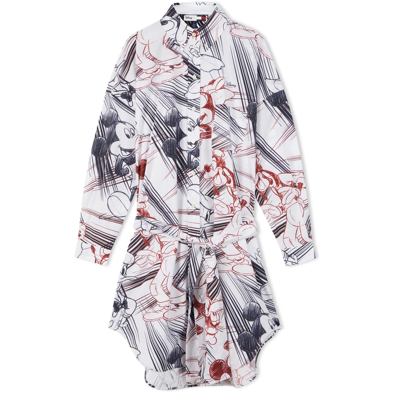 (Women) Tommy Hilfiger x Disney  Loose Fit Graffiti Cotton Long-Sleeve Dress Multicolor WW0WW38801YBL