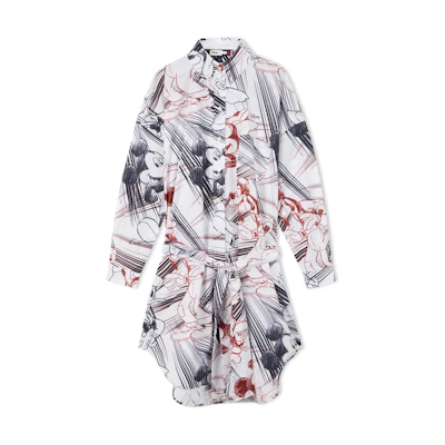 (Women) Tommy Hilfiger Disney Loose Fit Graffiti Cotton Long-Sleeve Dress Multicolor WW0WW38801YBL