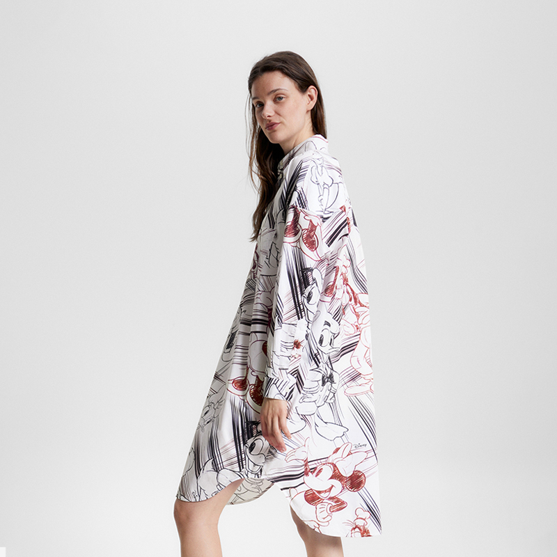 Shop (W) 汤米·希尔费格 x 迪士尼宽松涂鸦印花长袖连衣裙多色款 WW0WW38801YBL