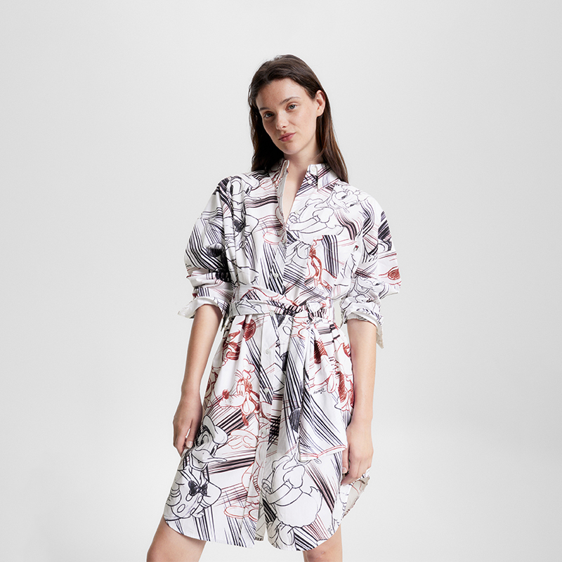 Purchase (W) 汤米·希尔费格 x 迪士尼宽松涂鸦印花长袖连衣裙多色款 WW0WW38801YBL