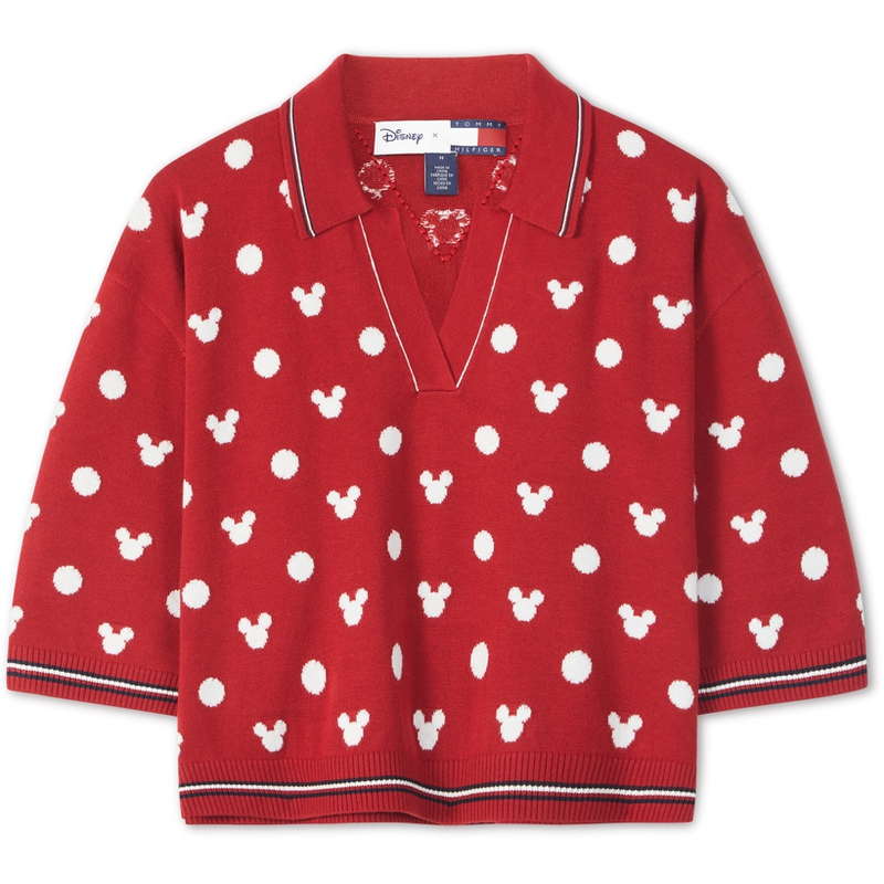Order (W) Tommy Hilfiger x Disney Polo de Manga Larga Cropped Lunares - Rojo Manzana WW0WW38825XIT