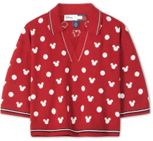 Order (Women) Tommy Hilfiger x Disney Polka Dot Knit Cropped Long Sleeve Polo - Apple Red WW0WW38825XIT